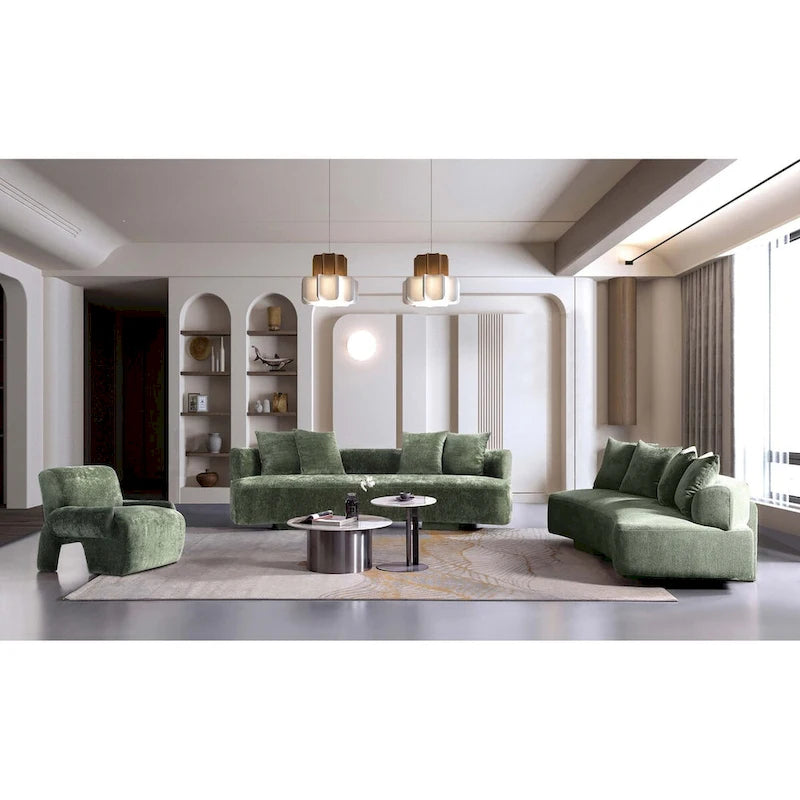 Manhattan Comfort Ensemble de 3 canapés multi-places modernes en chenille Verandah