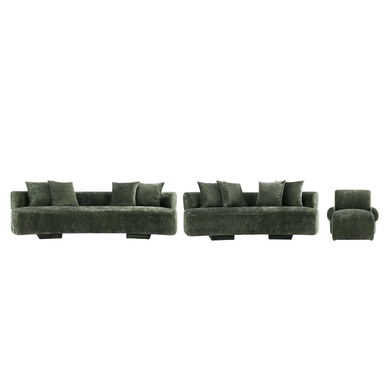 Manhattan Comfort Ensemble de 3 canapés multi-places modernes en chenille Verandah