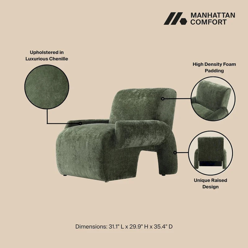 Manhattan Comfort Ensemble de 3 canapés multi-places modernes en chenille Verandah