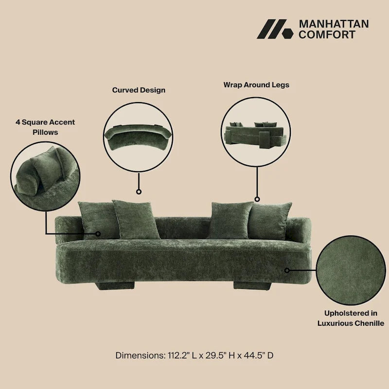 Manhattan Comfort Ensemble de 3 canapés multi-places modernes en chenille Verandah