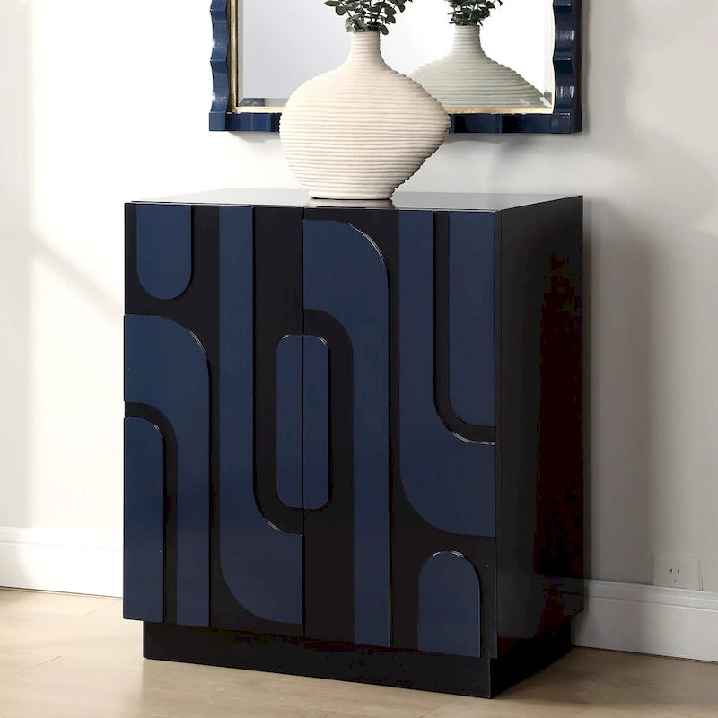 Meuble à deux portes bleu brillant Uttermost Valeria - 34 H X 30 L X 16,125 P