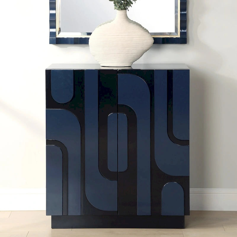 Meuble à deux portes bleu brillant Uttermost Valeria - 34 H X 30 L X 16,125 P