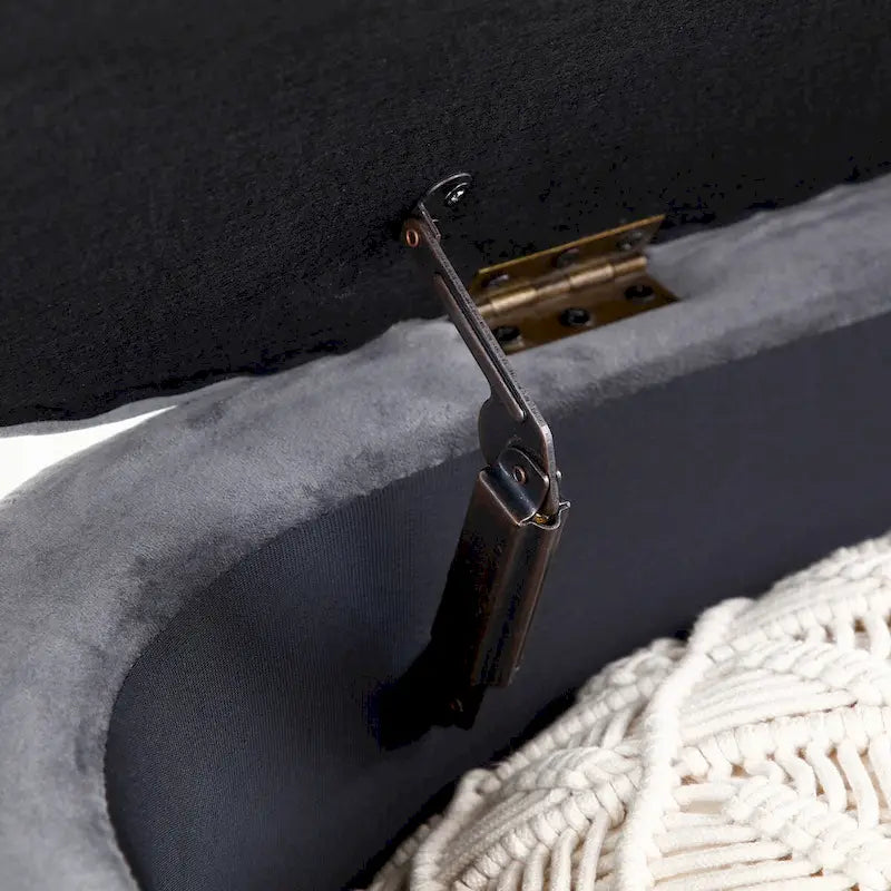 Banc de rangement pour chambre à coucher, banc de bout de lit ovale en velours capitonné avec pieds en métal doré, banc ottoman de rangement 50