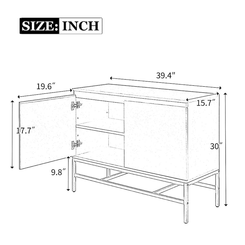 Buffet 2 portes minimaliste et de luxe avec pieds en métal