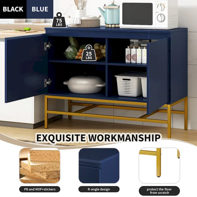 Buffet 2 portes minimaliste et de luxe avec pieds en métal