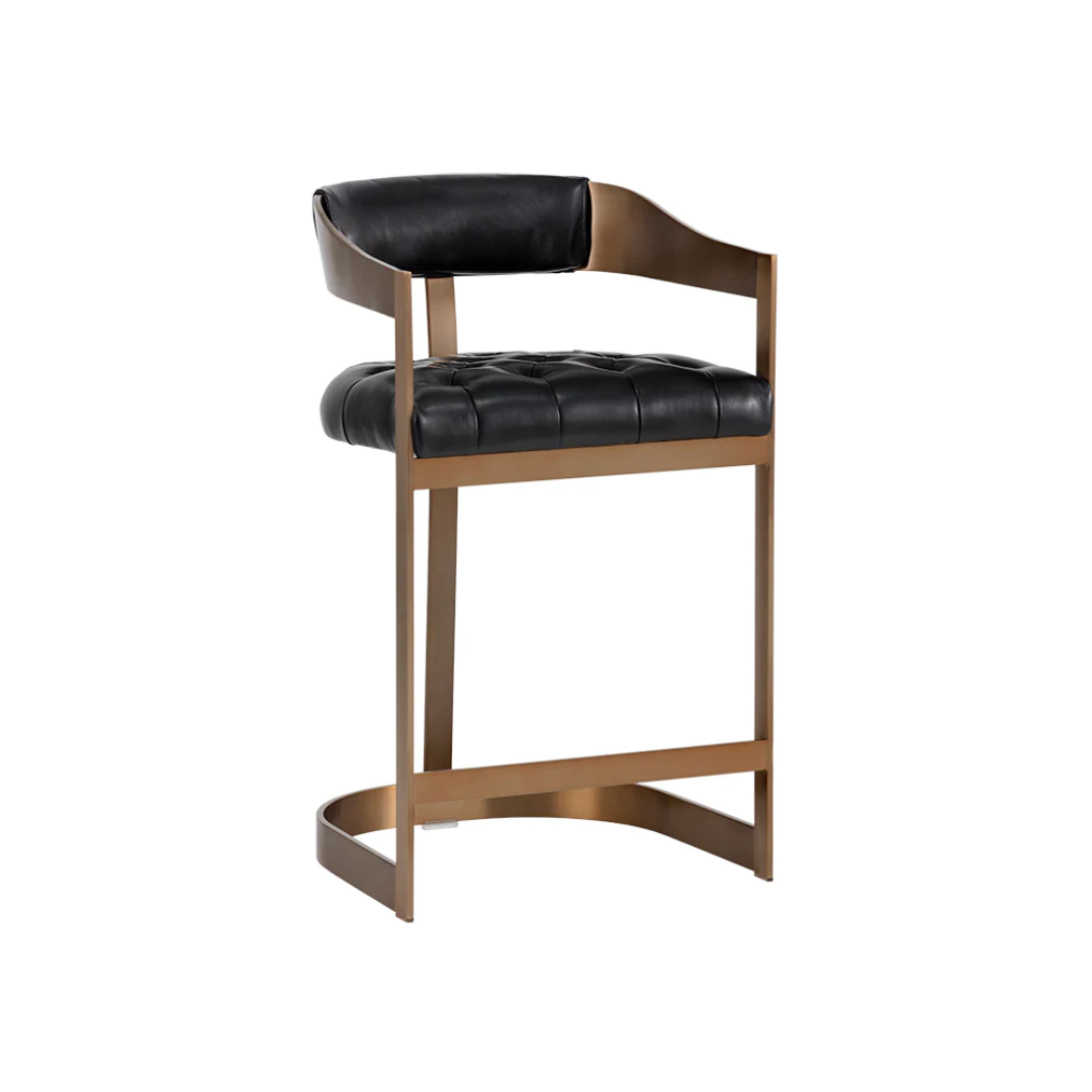 Contemporary Leather Bar/Counter Stool with Tufted
