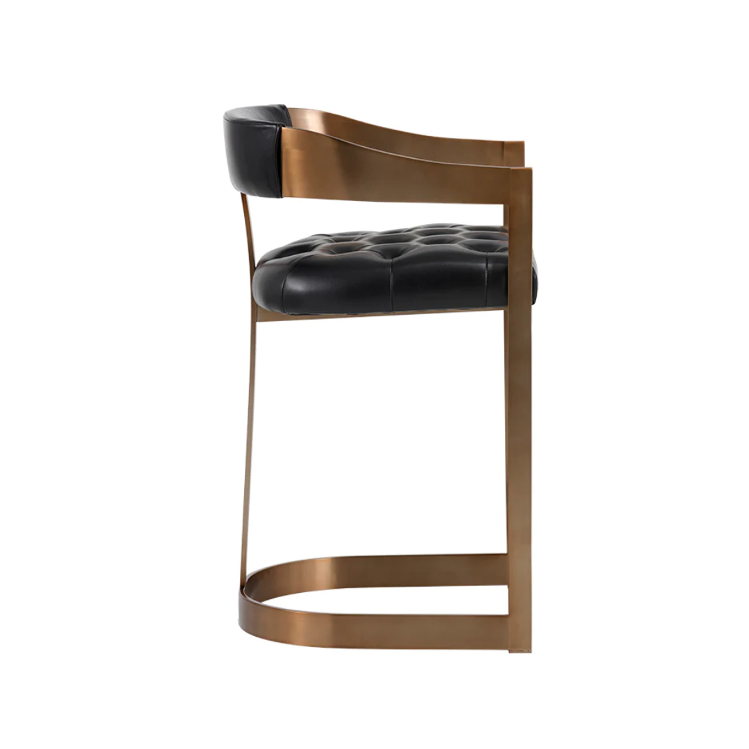 Contemporary Leather Bar/Counter Stool with Tufted