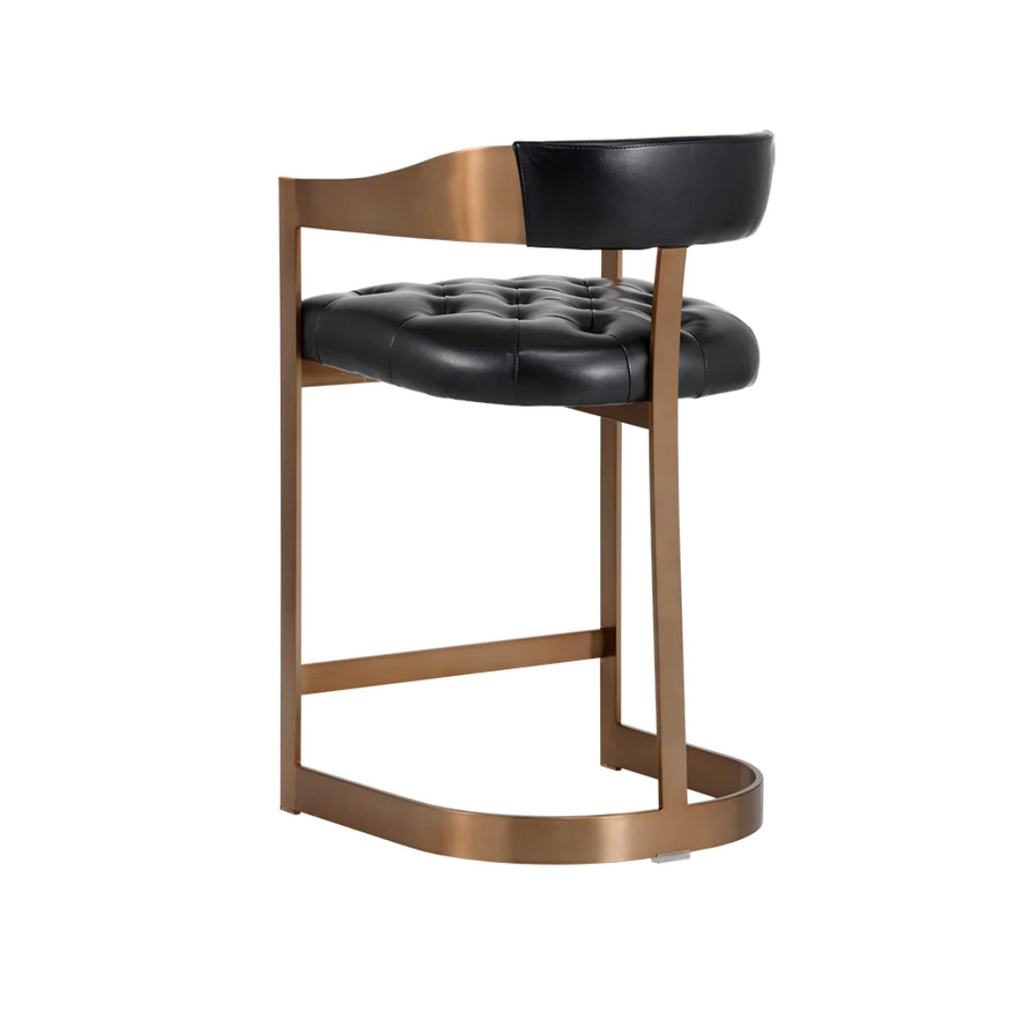 Contemporary Leather Bar/Counter Stool with Tufted