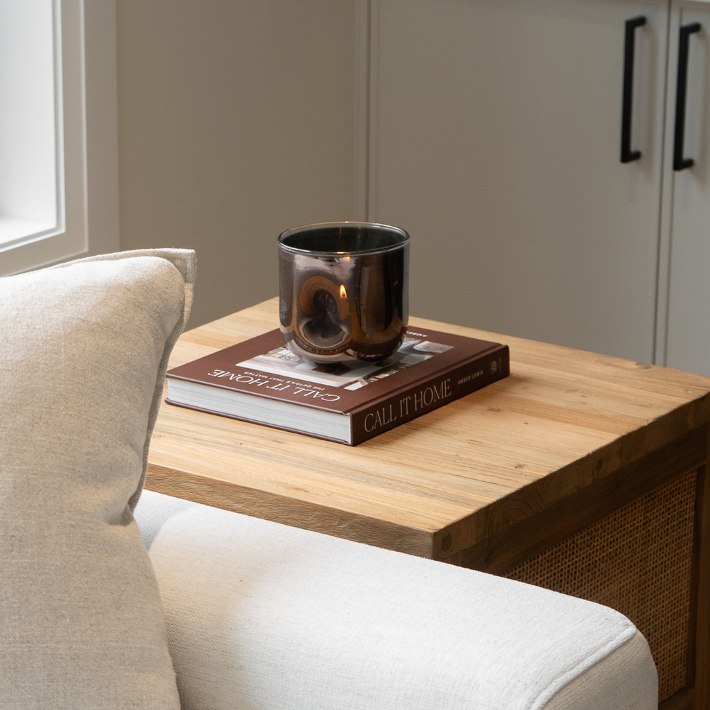 Rustic Teak Side Table with Nesting, Woven