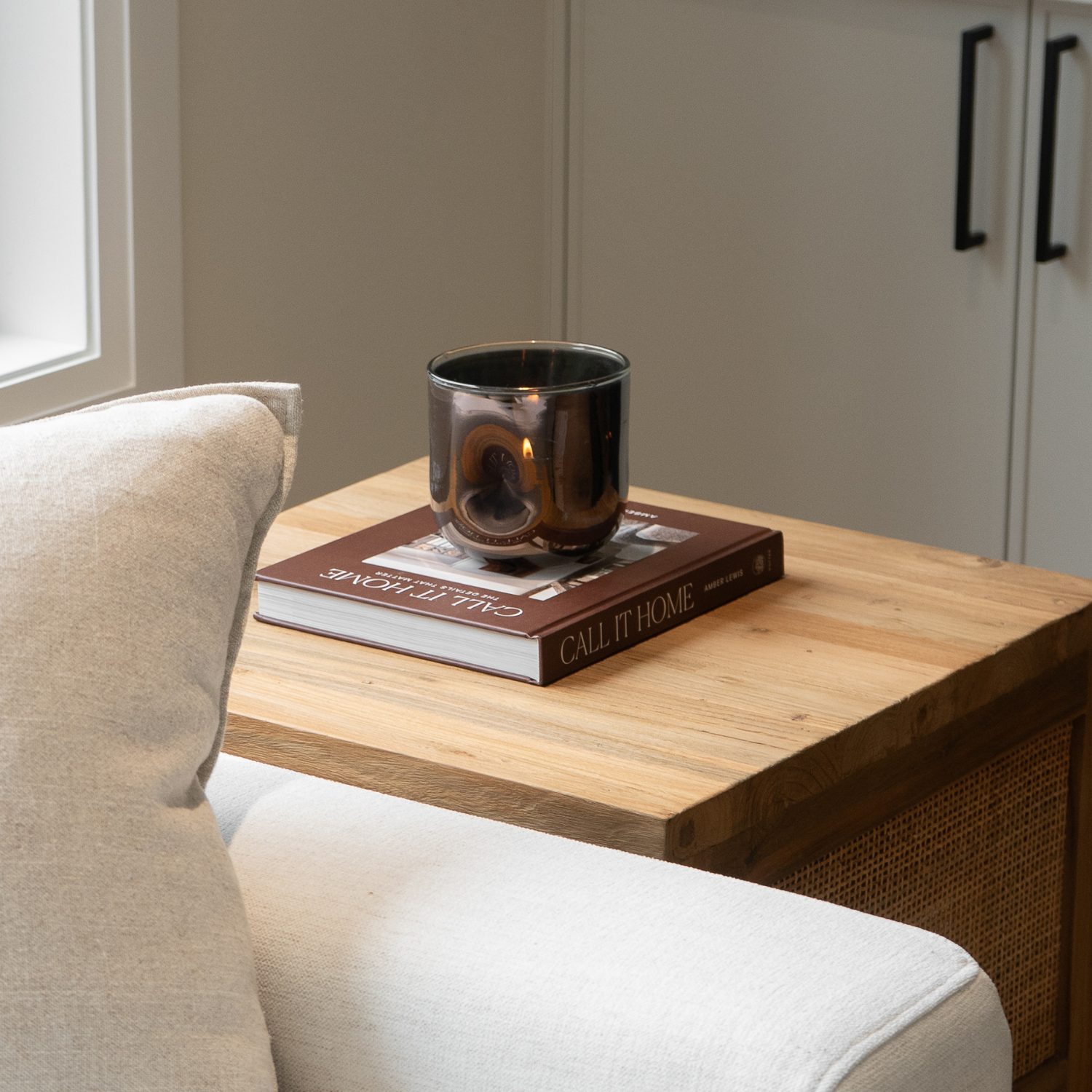 Rustic Teak Side Table with Nesting, Woven