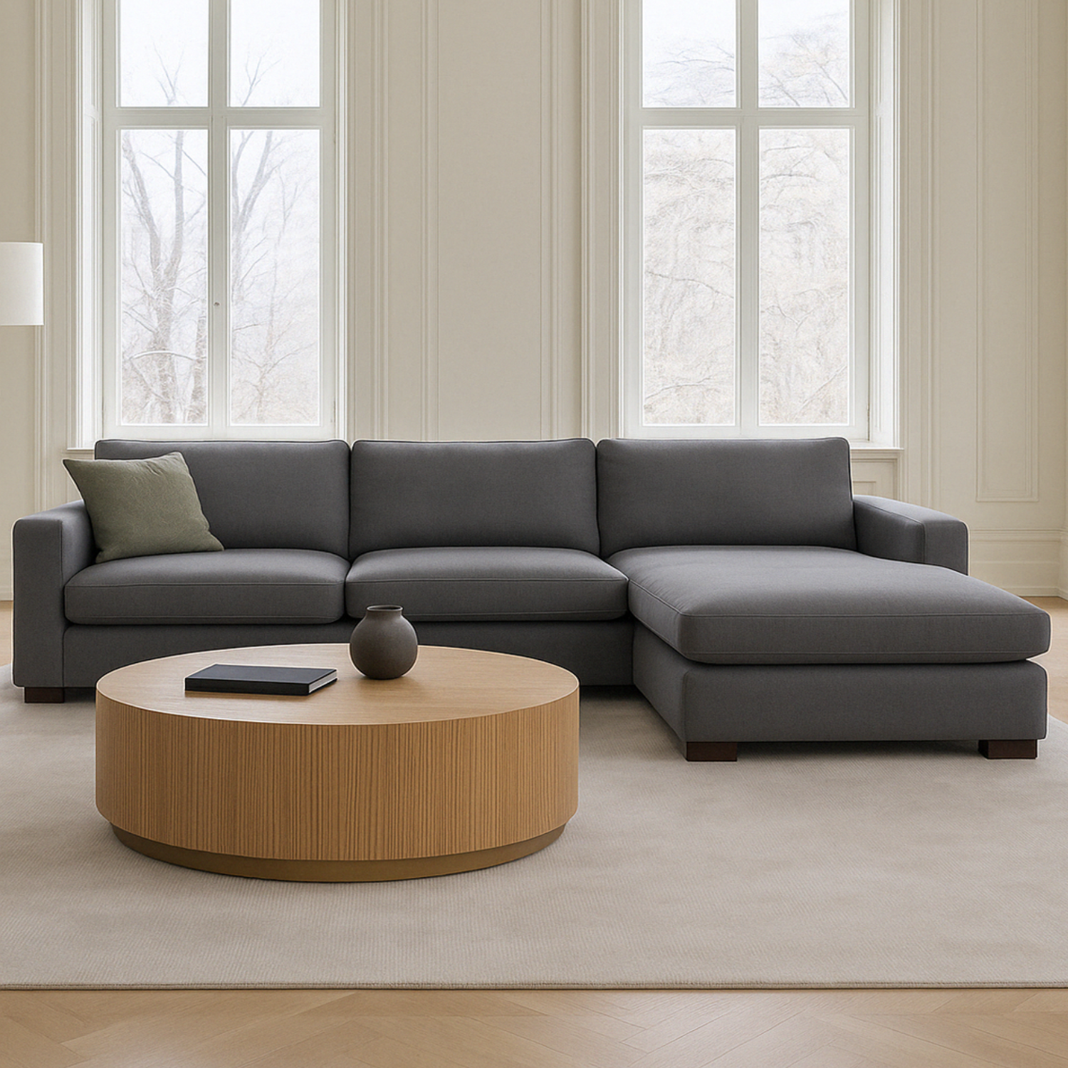 Rustic Oak Coffee Table with Fluted | Brushed Gold Finish