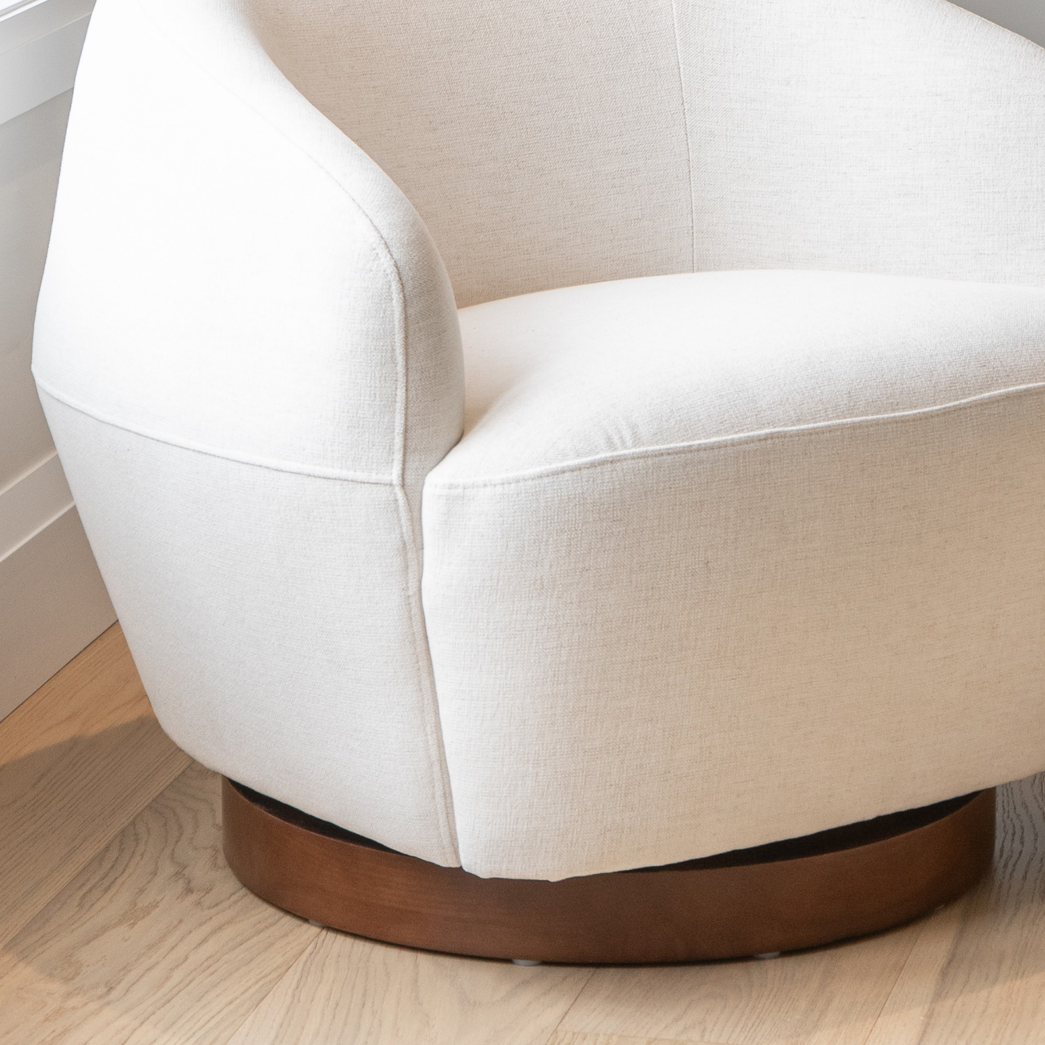 Scandinavian Linen Lounge Chair with Woven, Upholstered