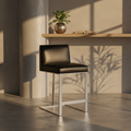 Classic Leather Bar/Counter Stool | Polished Finish