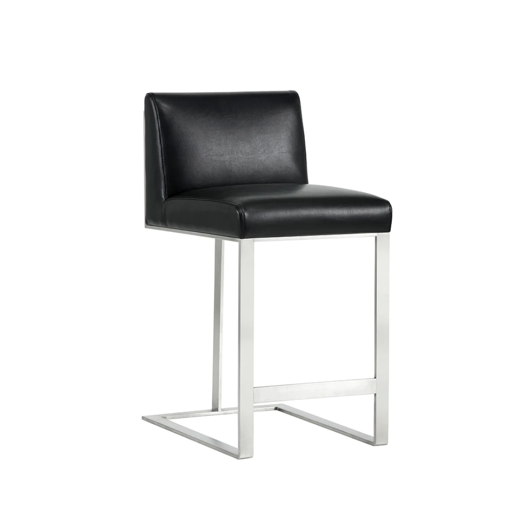 Classic Leather Bar/Counter Stool | Polished Finish