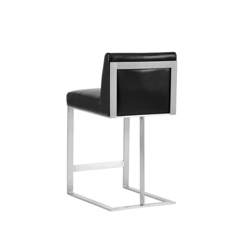 Classic Leather Bar/Counter Stool | Polished Finish
