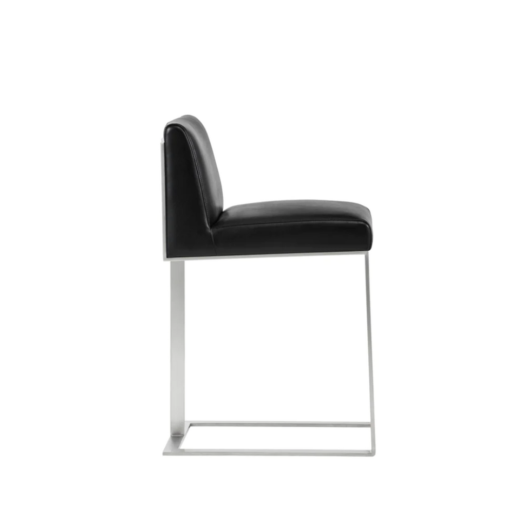 Classic Leather Bar/Counter Stool | Polished Finish