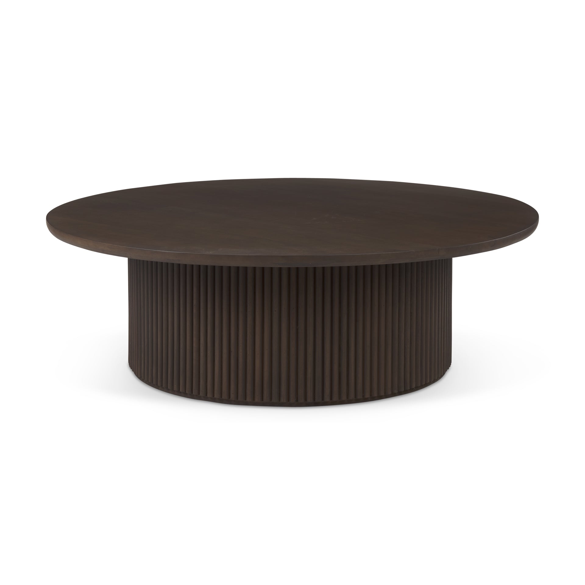 Contemporary Mango Wood Coffee Table with Storage, Fluted