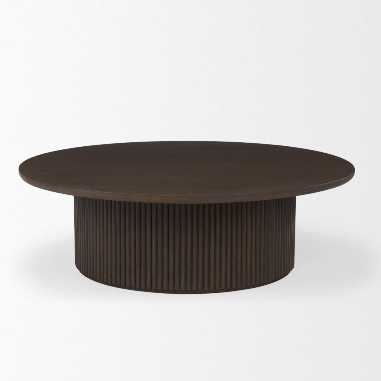 Contemporary Mango Wood Coffee Table with Storage, Fluted