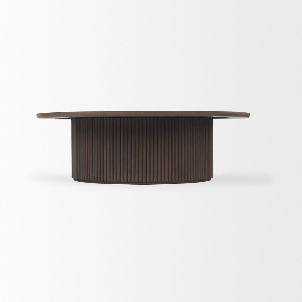 Contemporary Mango Wood Coffee Table with Storage, Fluted