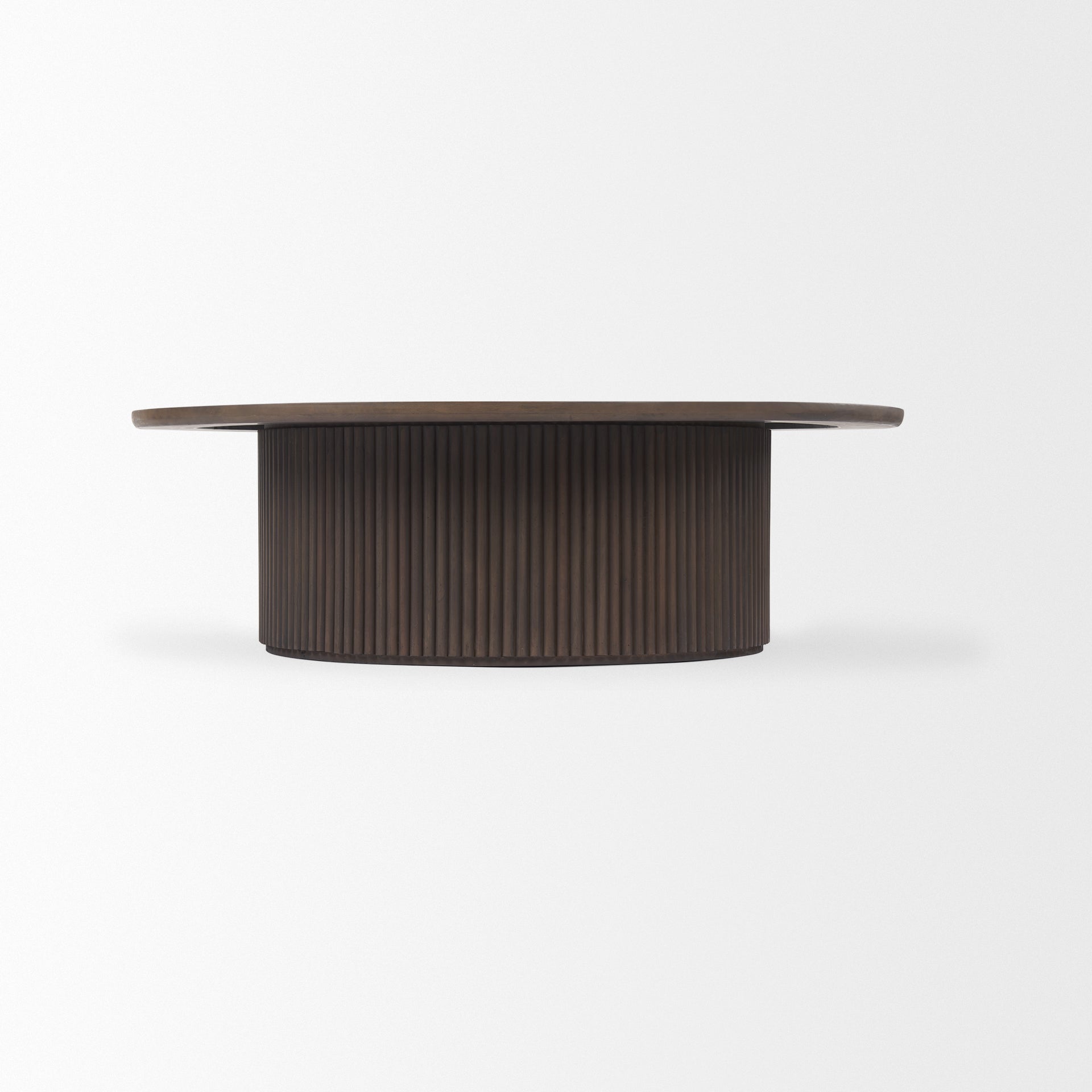 Contemporary Mango Wood Coffee Table with Storage, Fluted