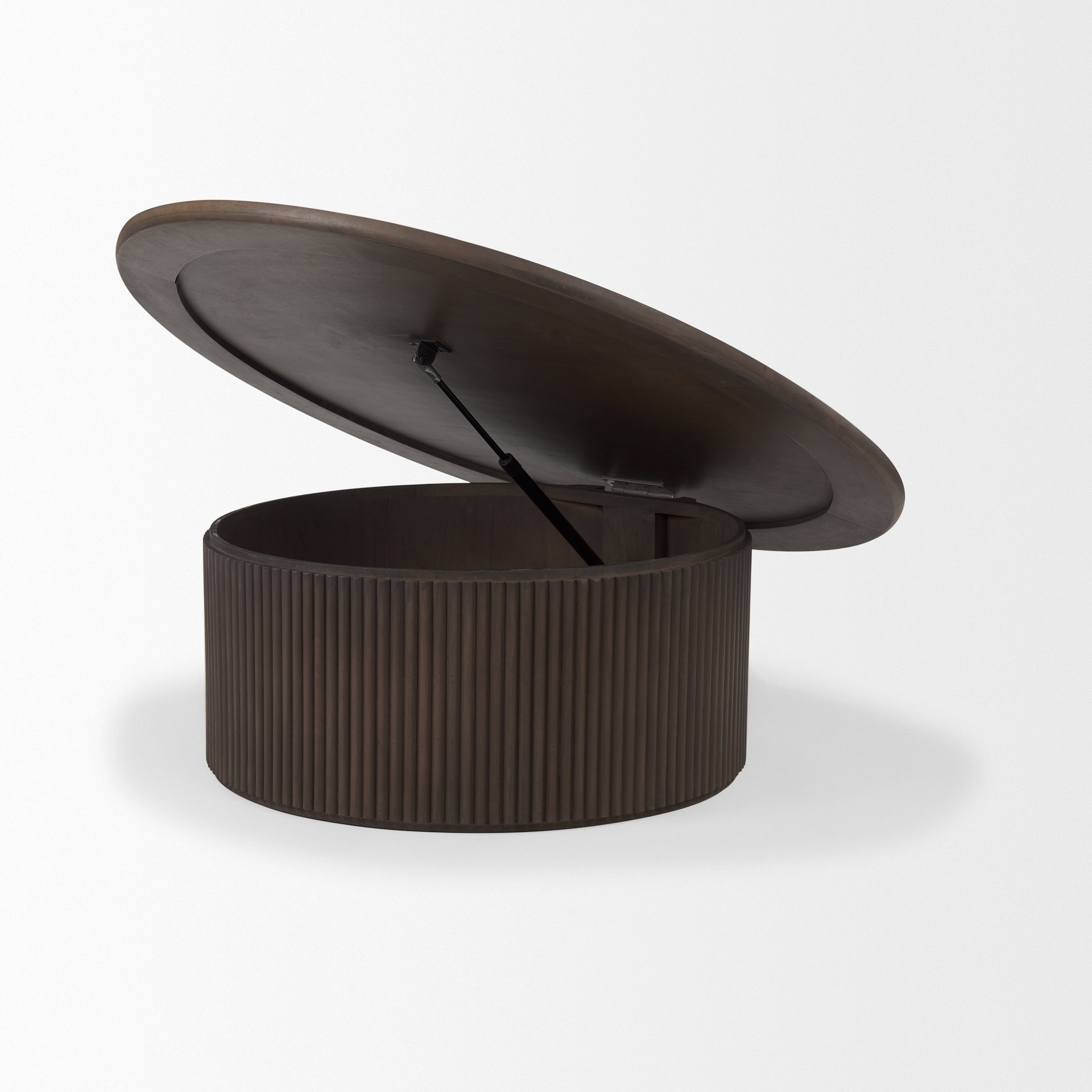 Contemporary Mango Wood Coffee Table with Storage, Fluted