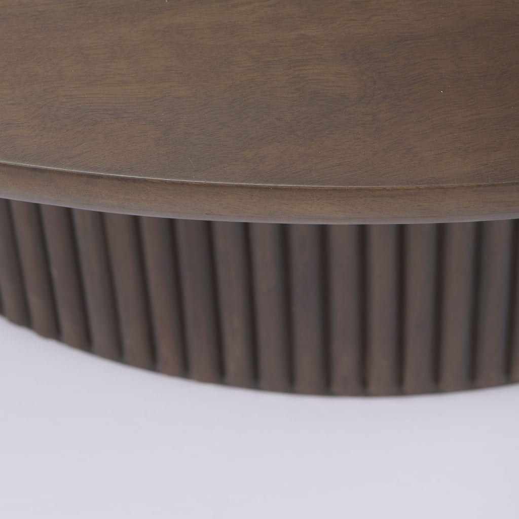 Contemporary Mango Wood Coffee Table with Storage, Fluted