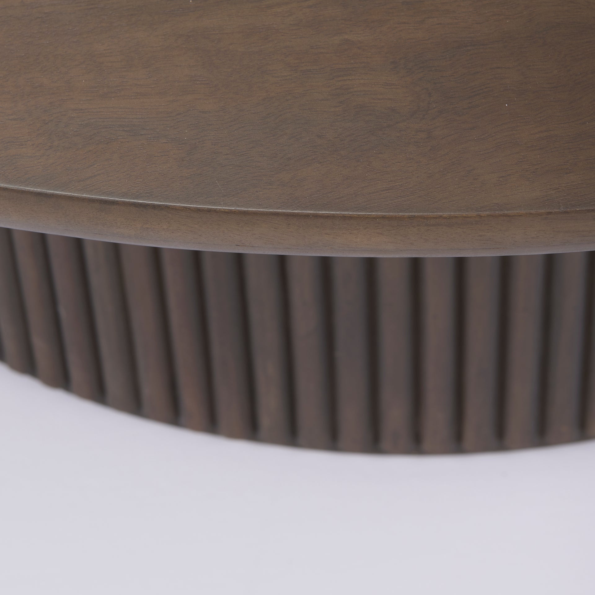 Contemporary Mango Wood Coffee Table with Storage, Fluted