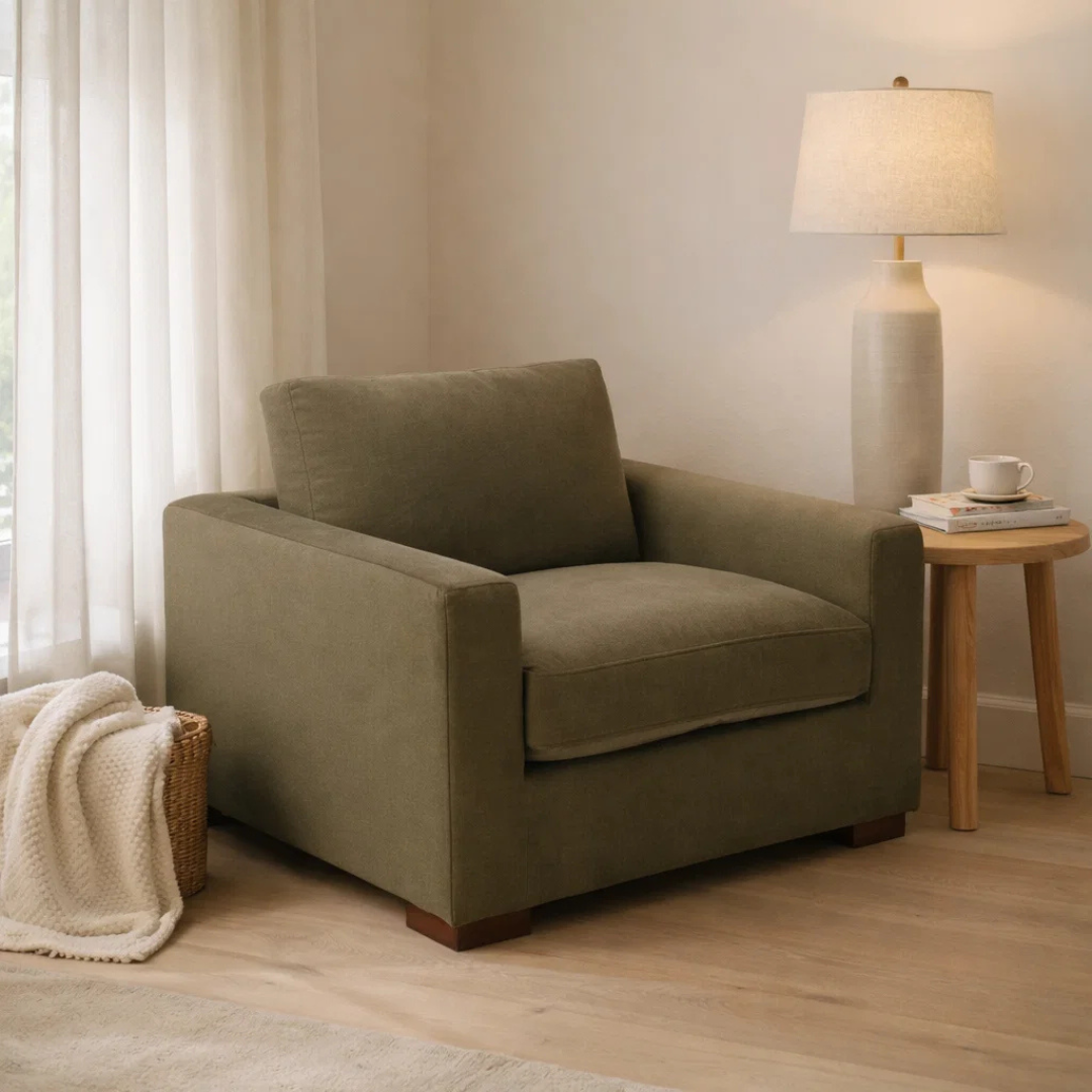 Modern Solid Wood Lounge Chair - Living Room | Matte Finish