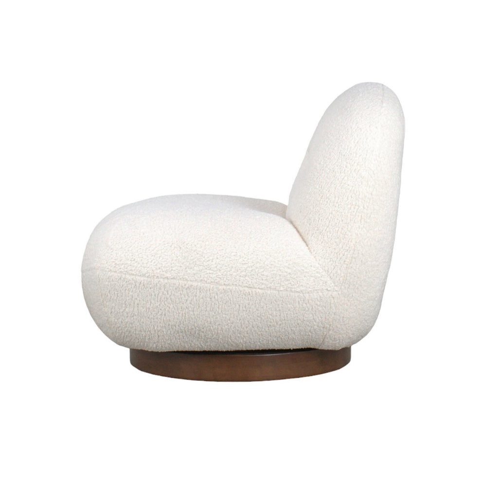 Fauteuil lounge minimaliste avec piètement pivotant et rond