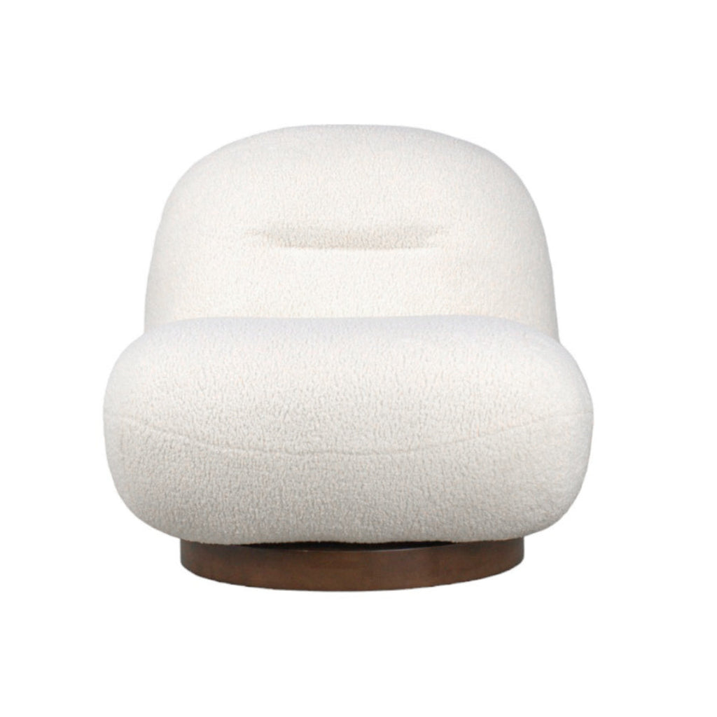 Fauteuil lounge minimaliste avec piètement pivotant et rond