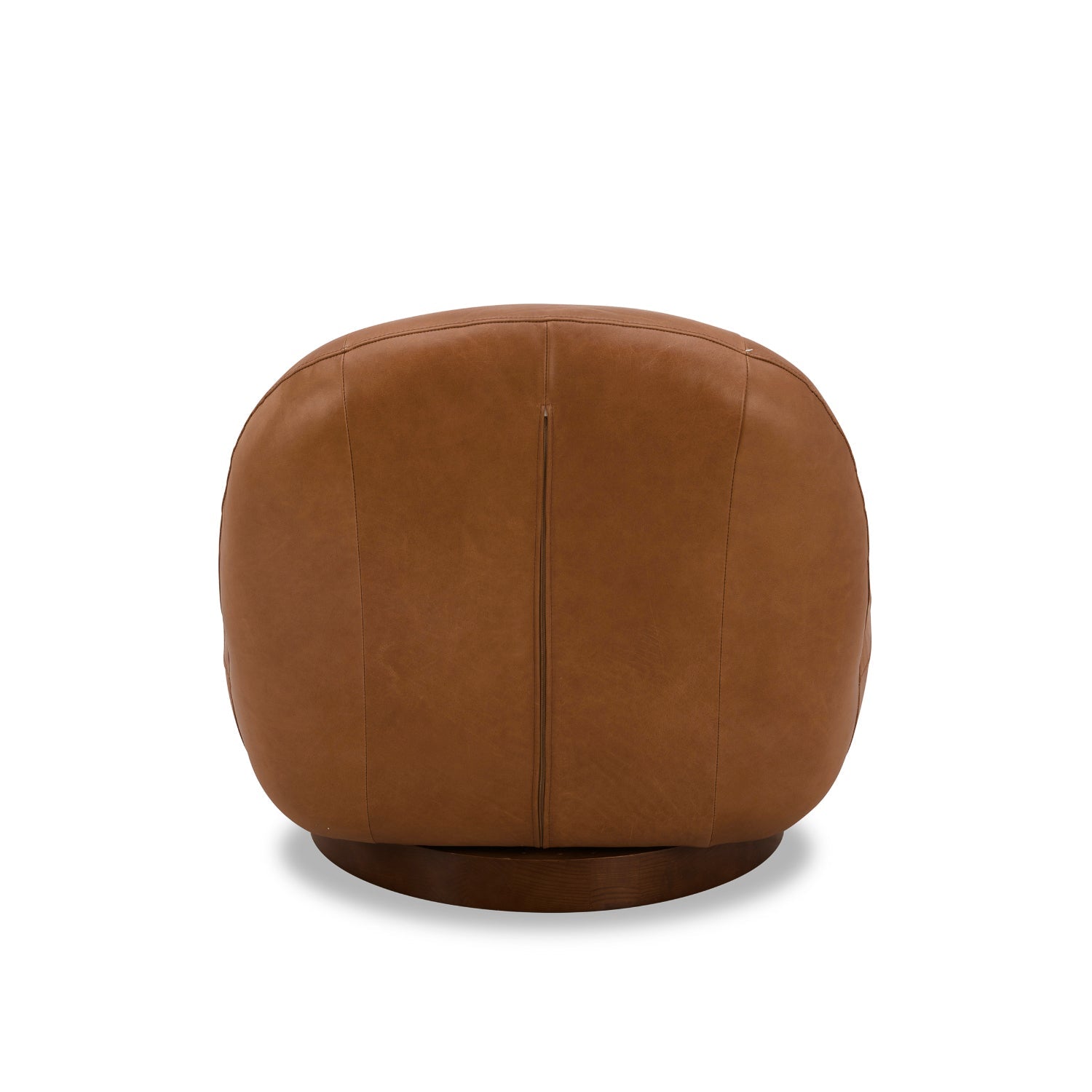 Minimalist Leather Lounge Chair with Swivel, Round | Distressed Finish
