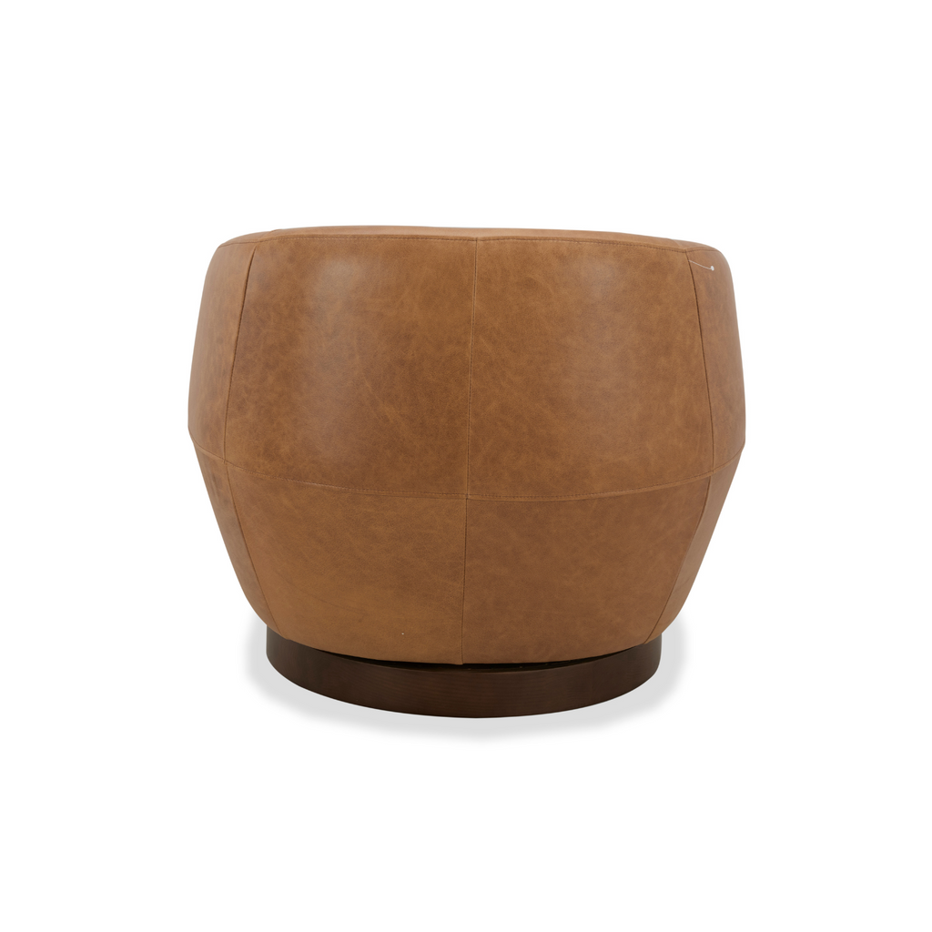 Classic Leather Lounge Chair with Swivel, Round | Distressed Finish