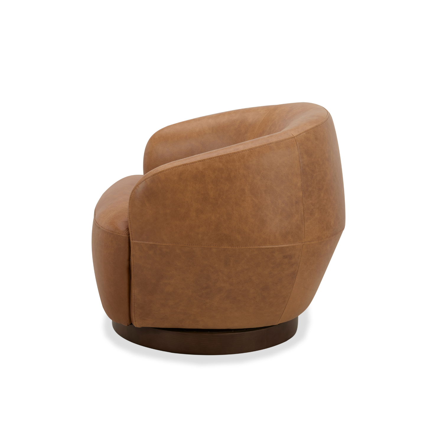 Classic Leather Lounge Chair with Swivel, Round | Distressed Finish