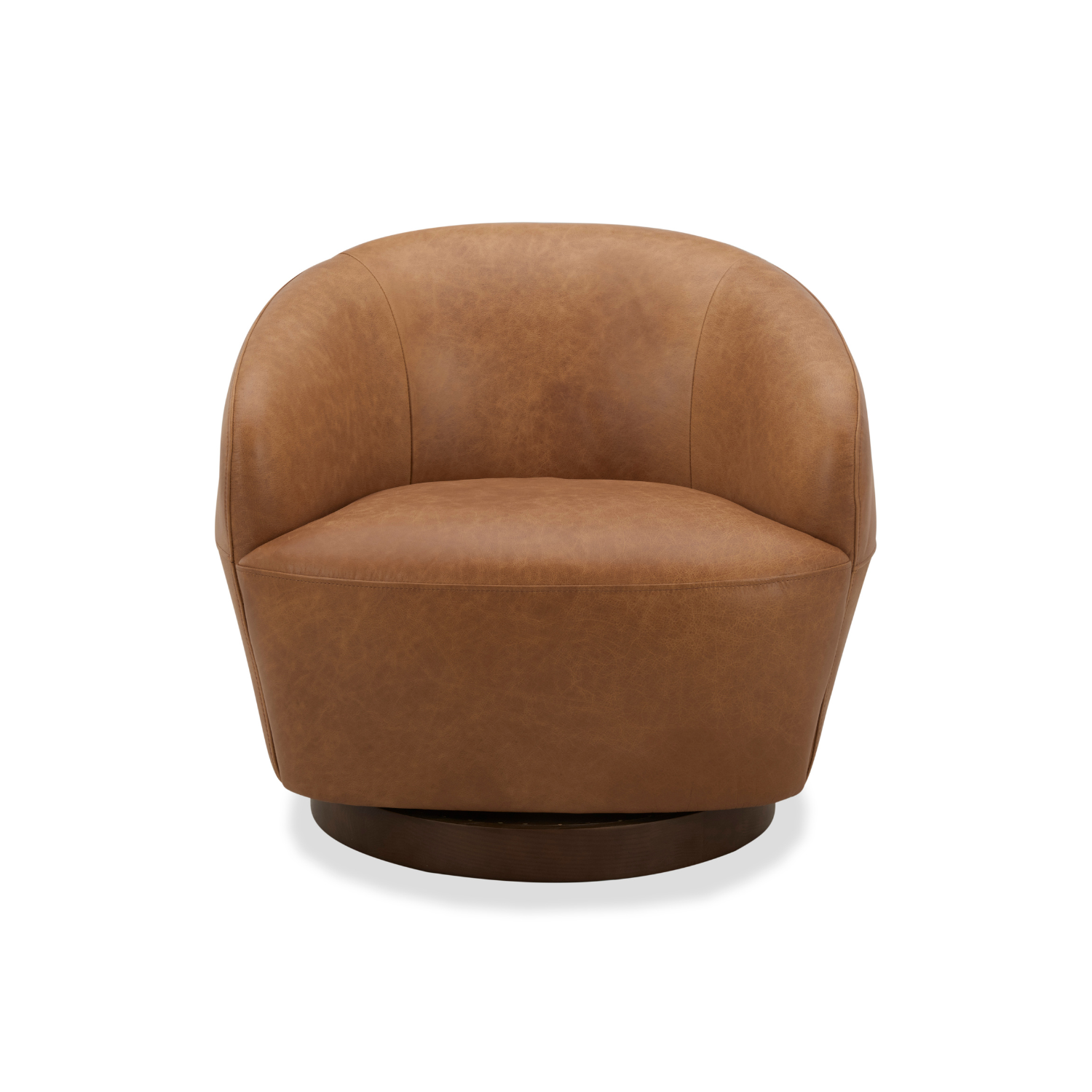 Classic Leather Lounge Chair with Swivel, Round | Distressed Finish