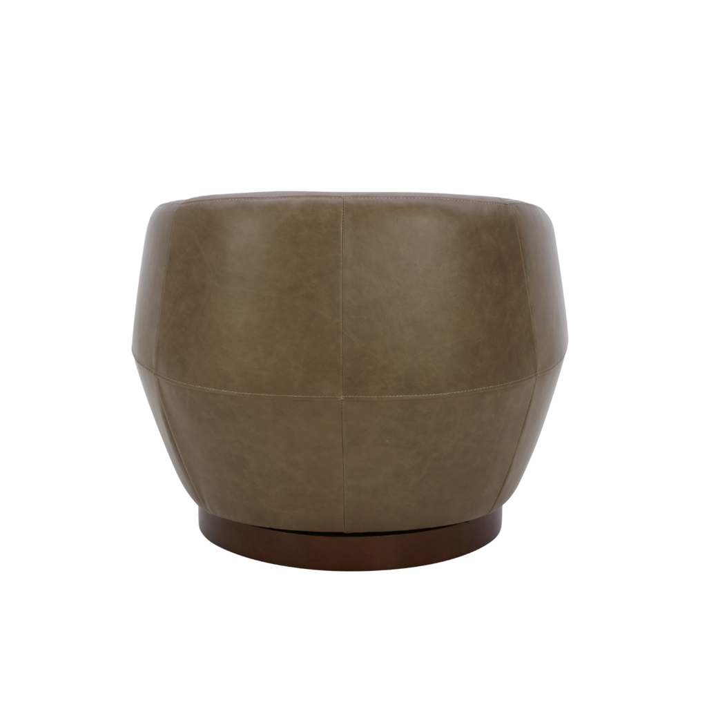 Modern Leather Lounge Chair with Sculptural, Upholstered