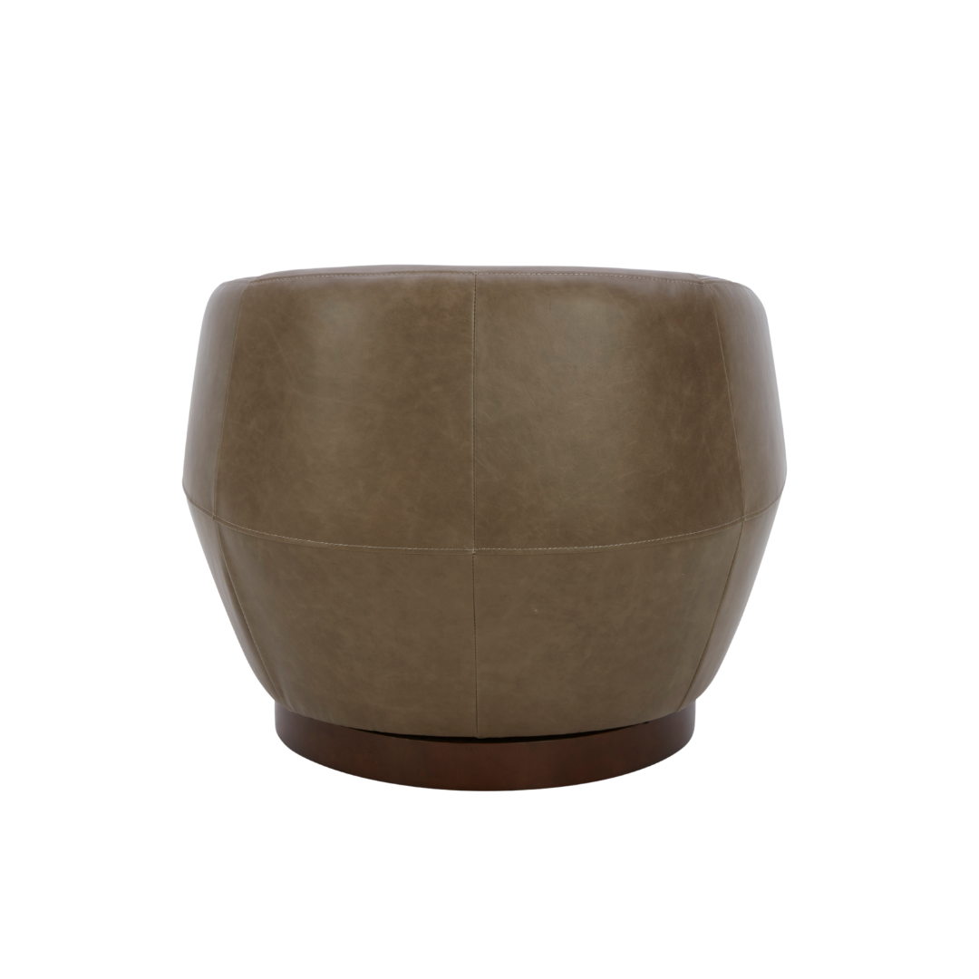 Modern Leather Lounge Chair with Sculptural, Upholstered