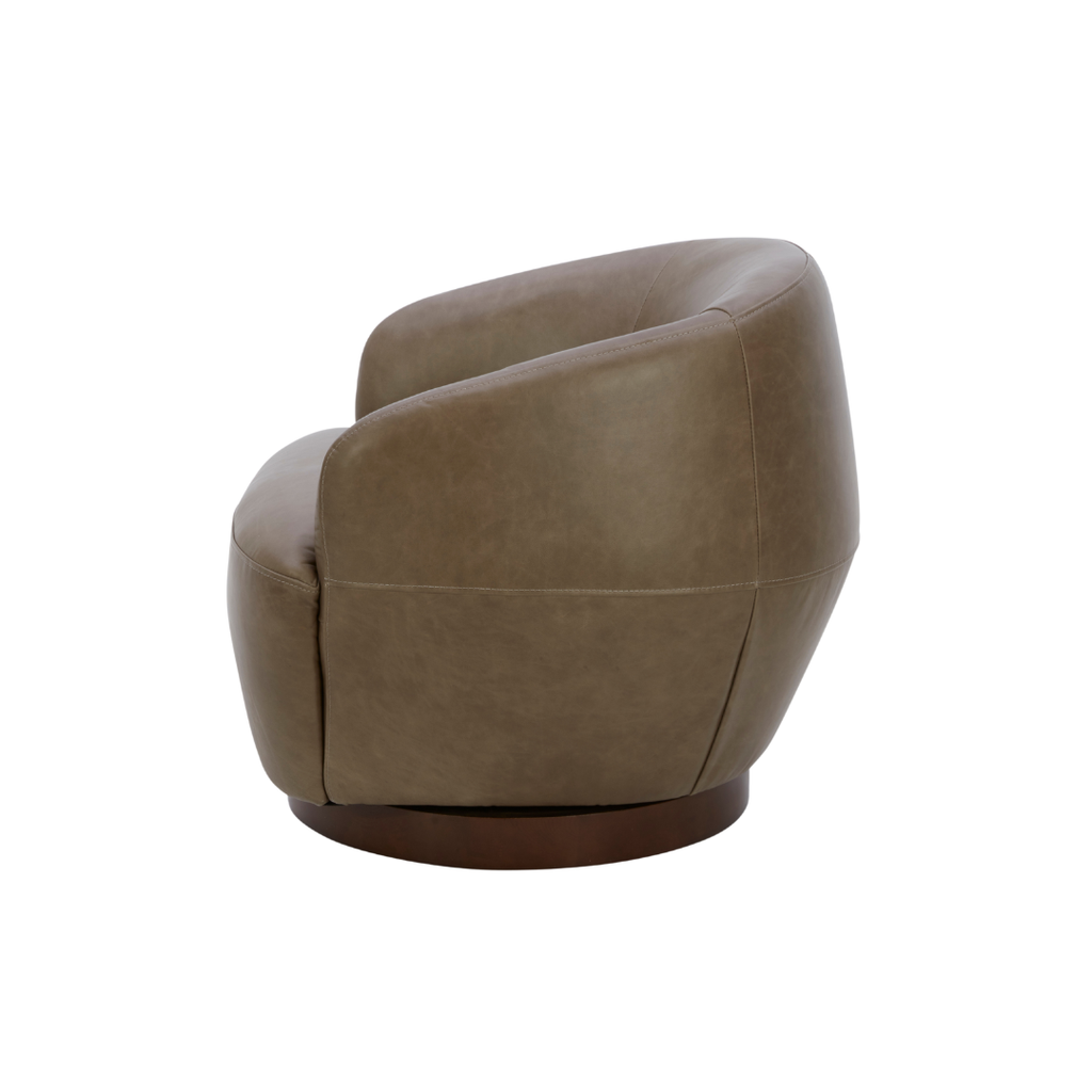 Modern Leather Lounge Chair with Sculptural, Upholstered
