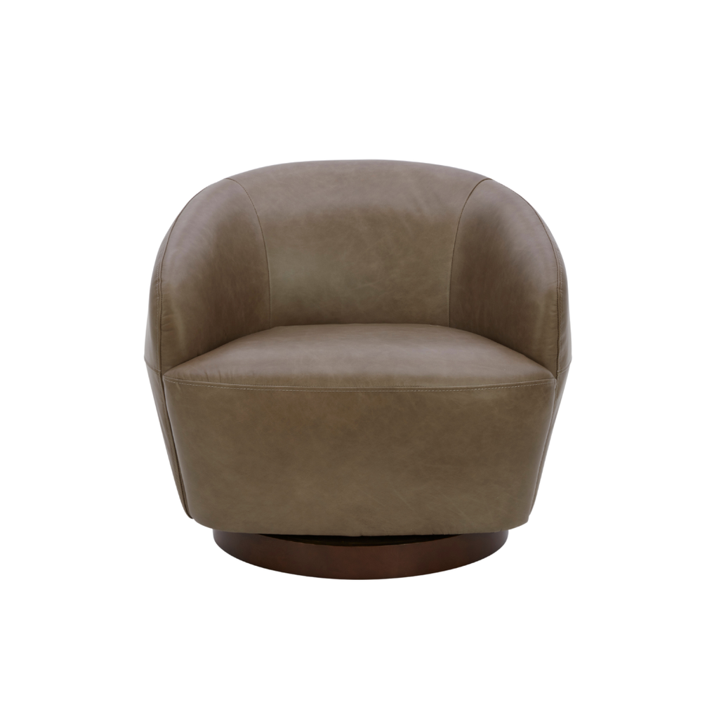 Modern Leather Lounge Chair with Sculptural, Upholstered