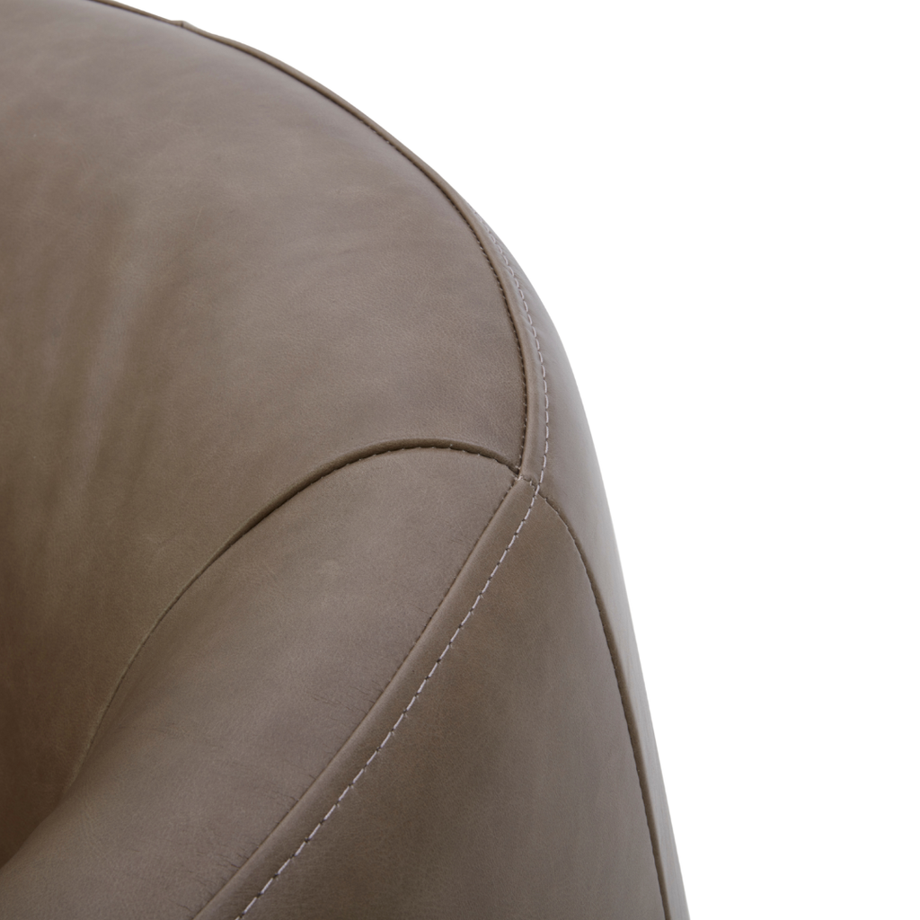Modern Leather Lounge Chair with Sculptural, Upholstered