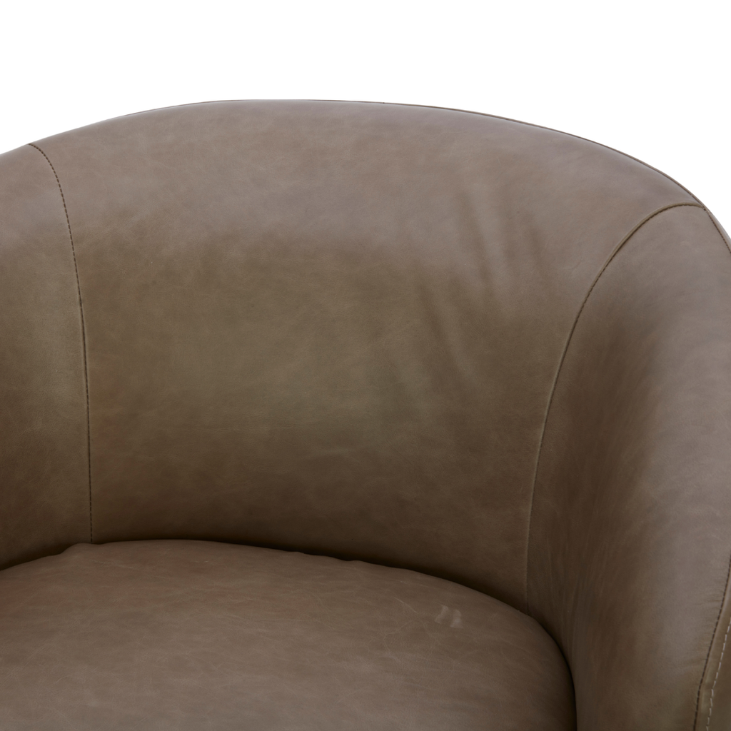 Modern Leather Lounge Chair with Sculptural, Upholstered