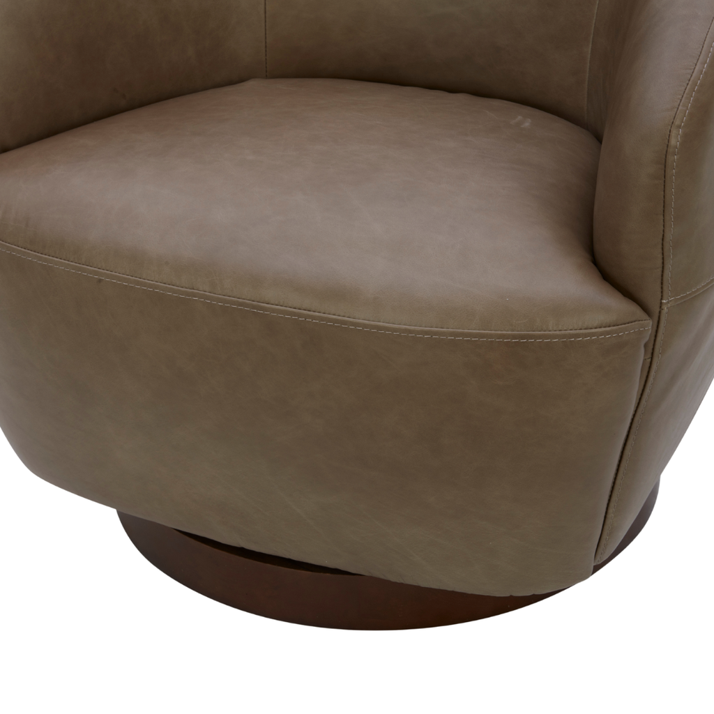 Modern Leather Lounge Chair with Sculptural, Upholstered