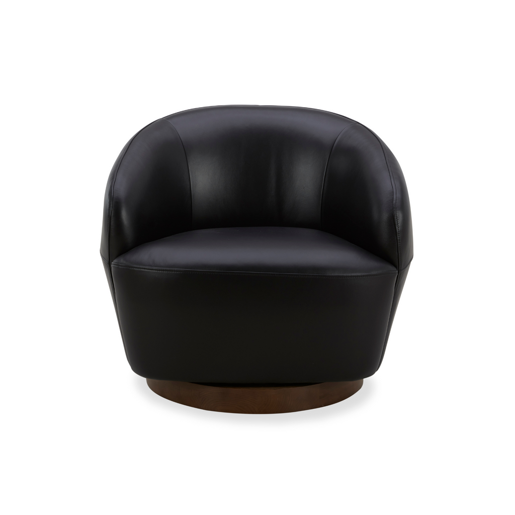 Classic Leather Lounge Chair with Swivel, Round