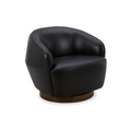 Classic Leather Lounge Chair with Swivel, Round