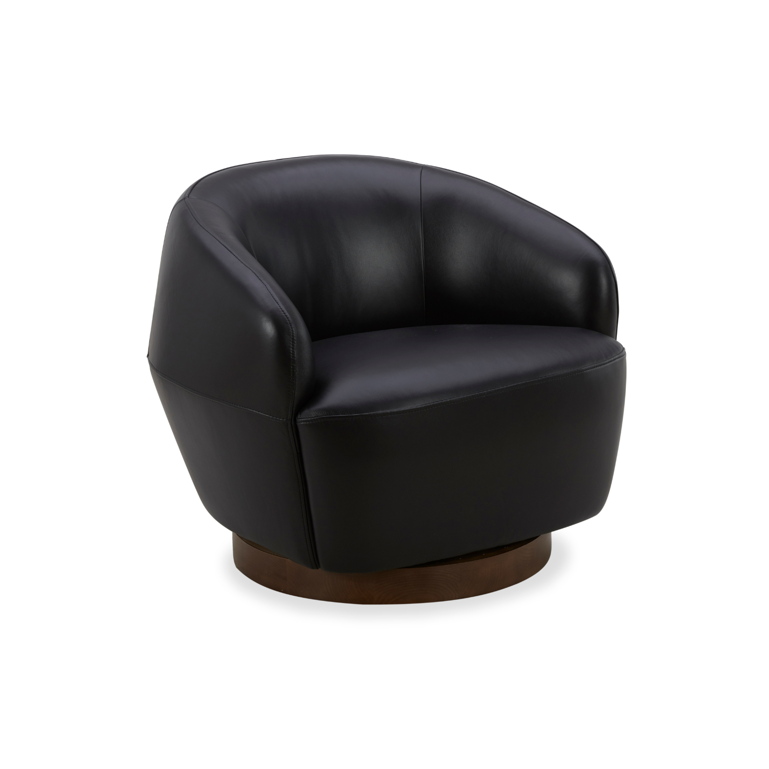 Classic Leather Lounge Chair with Swivel, Round