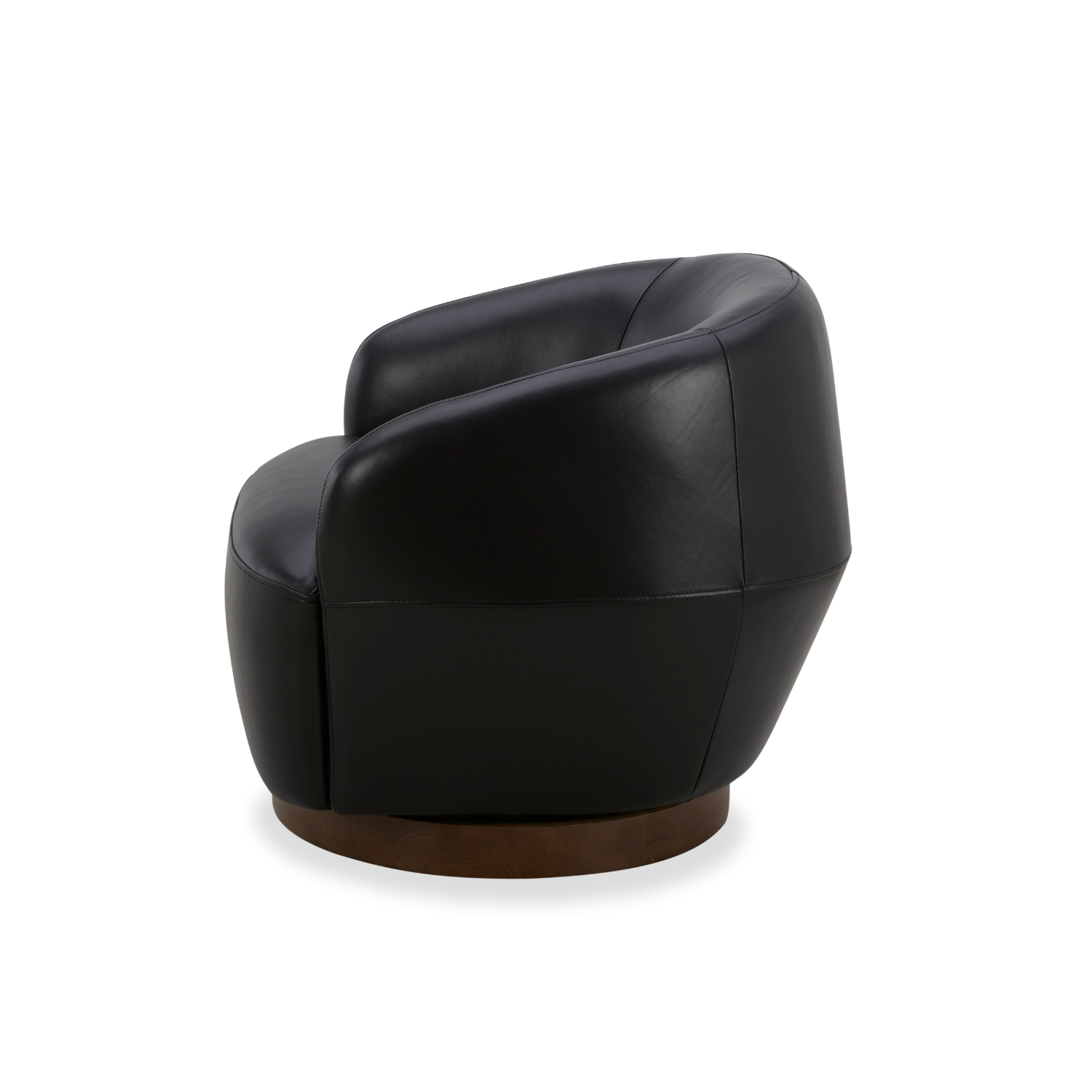 Classic Leather Lounge Chair with Swivel, Round