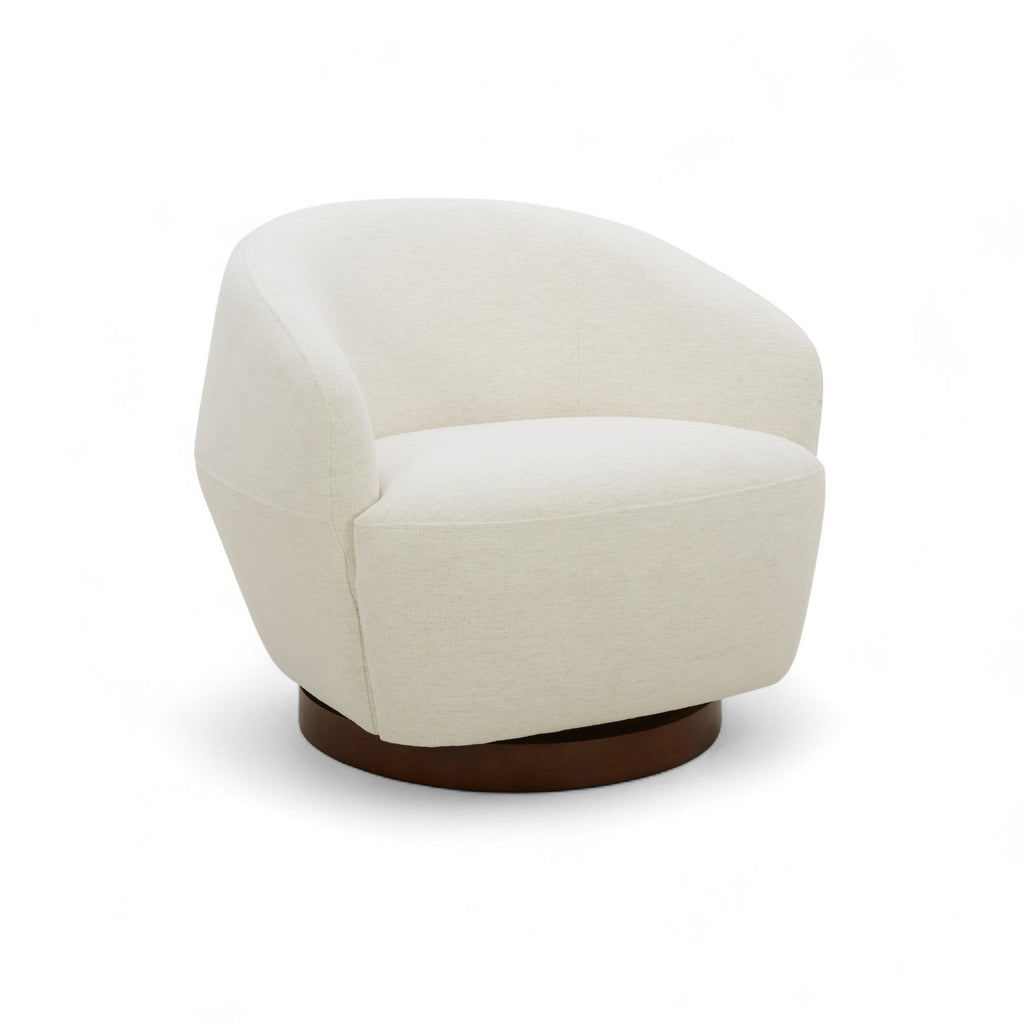 Scandinavian Linen Lounge Chair with Woven, Upholstered