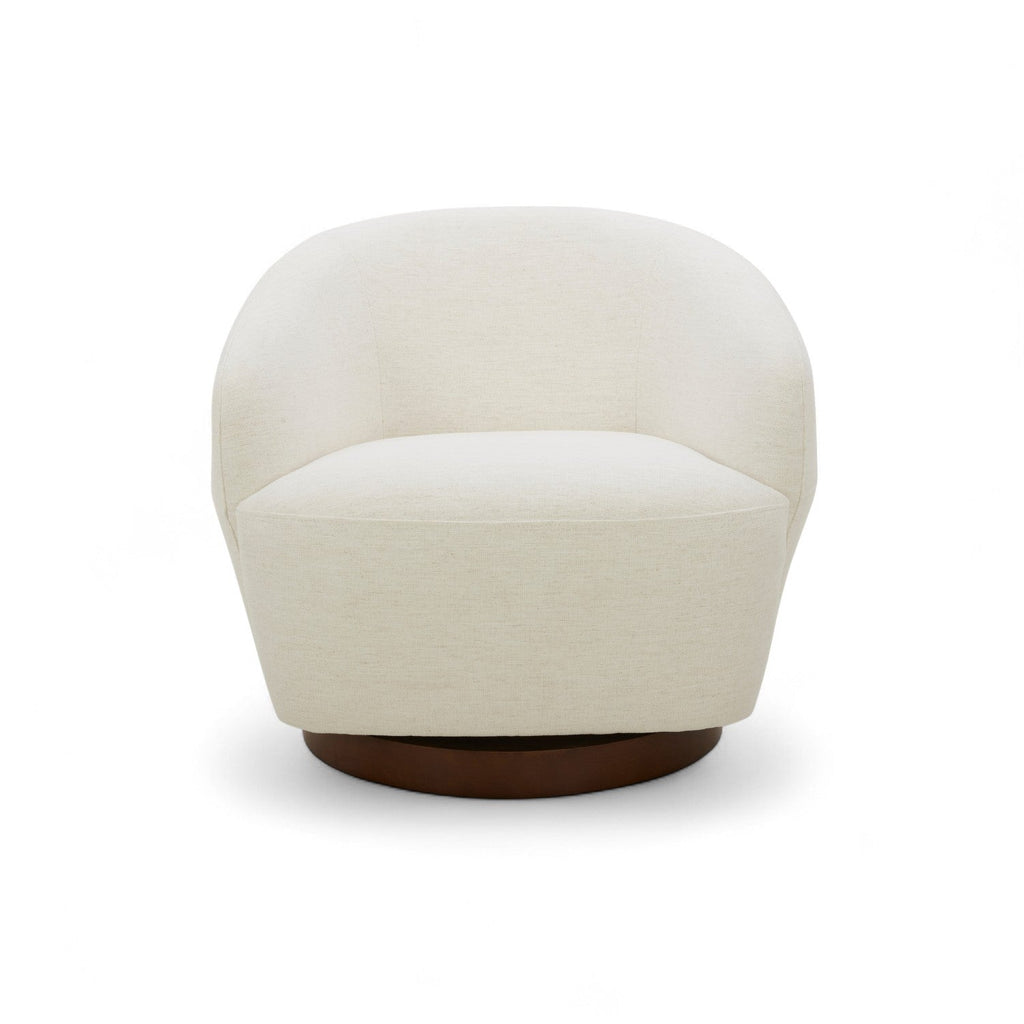Scandinavian Linen Lounge Chair with Woven, Upholstered