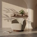 Contemporary Glass Lounge Chair with Swivel, Round
