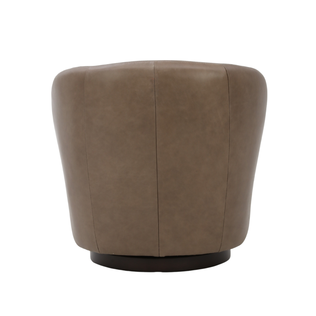 Mid-Century Leather Lounge Chair with Upholstered, Swivel - Living Room