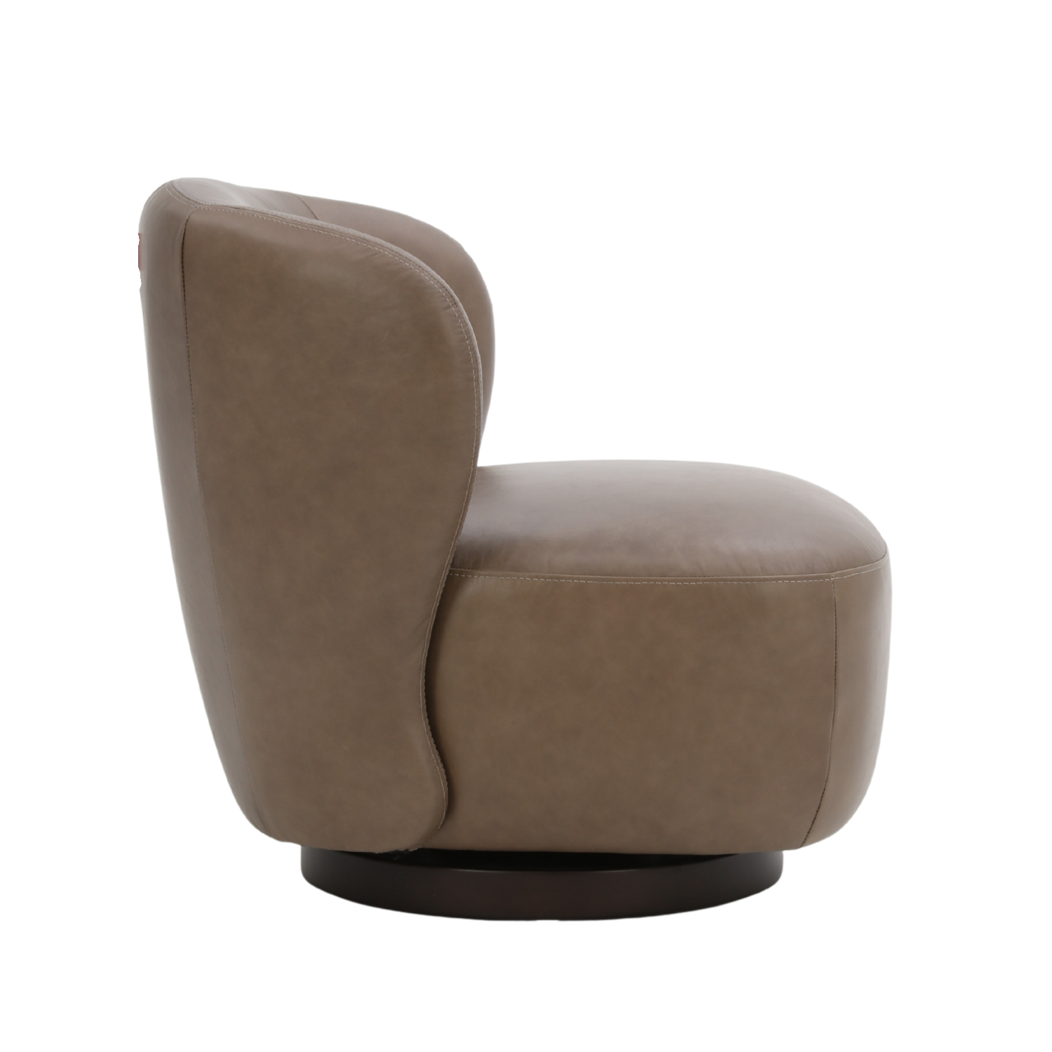 Mid-Century Leather Lounge Chair with Upholstered, Swivel - Living Room